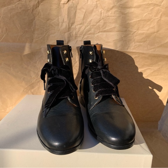 Sezane EUGENIE Boots/Sézane EUGENIE Leather Boots, New Black + Velvet Laces 39/8 - Picture 12 of 16